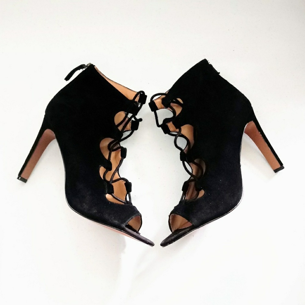 Nine West Lace Up Suede Heels 10.5